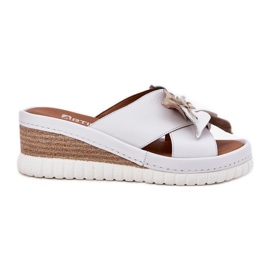 ARTIKER Ženski kožni klinovi s ukrasnim cvjetnim umjetnikom 52C0537 White bijela