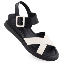 Ženske kožne sandale na klinovima crne i bež filippo ds6874 crna