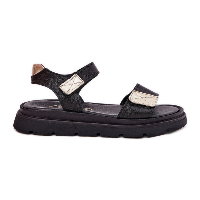 Ženske kožne sandale na crnoj platformi Zazoo 40443