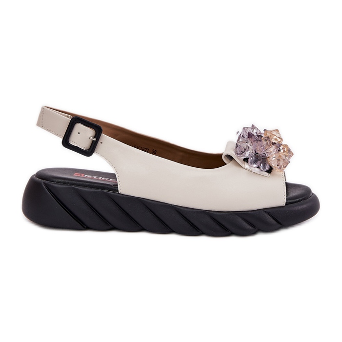 Ženske kožne sandale s Artikerom 54C1627 Kristali bež