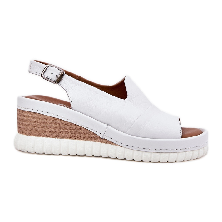 ARTIKER Ženske kožne sandale za klin Artker 56C0918 White bijela