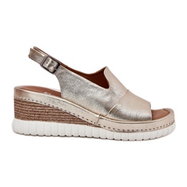 ARTIKER Ženske kožne sandale za klin Artker 56c0920 zlato zlatni