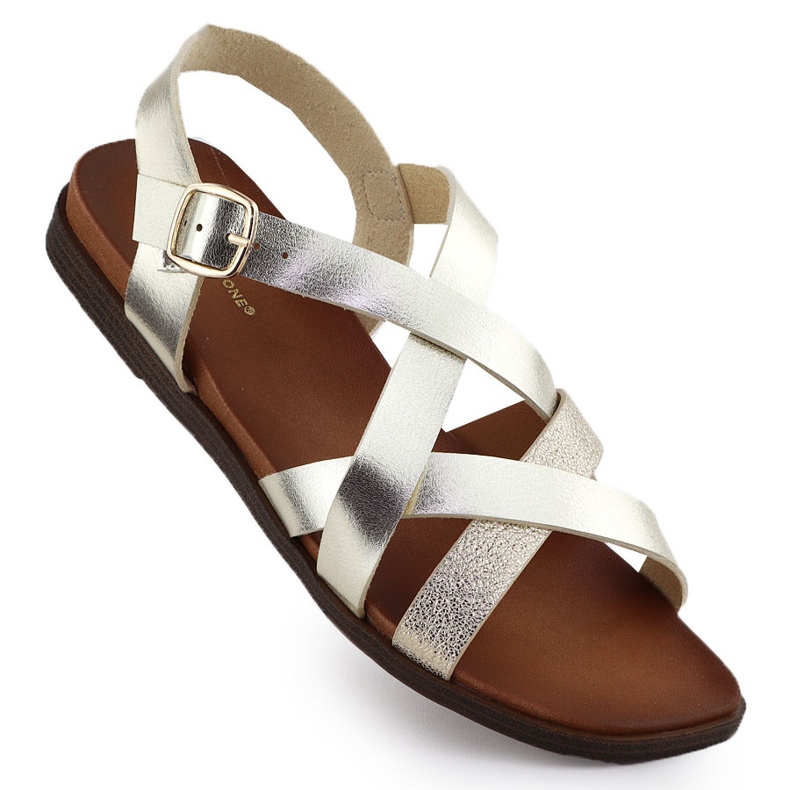 Ženske ravne sandale Sergio Leone SK088H Romane Romanes zlatna