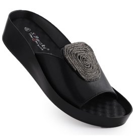 S.Barski Kožni ženski klinovi s jaknama s cirkonima carne S. Barski KV51-028 crna