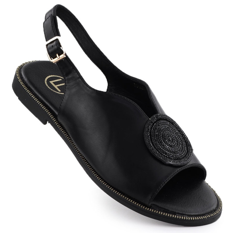 Ravne ženske sandale s crnim filippo ds6229 cirkoni crno