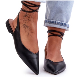 Ženske vezane balerine crne sandale crna