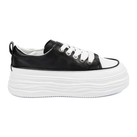 Crno -bijele tenisice na platformi crna