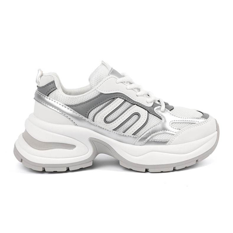 Tenisice bijelih žena sa srebrnim umetcima bijela