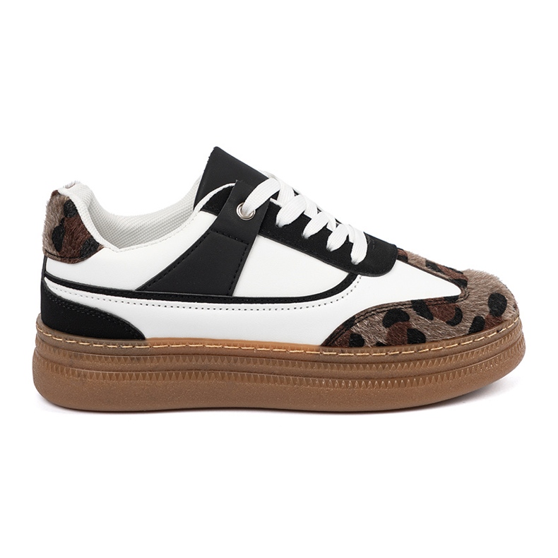 Crno -bijele tenisice s leopardovim umetcima za ispis
