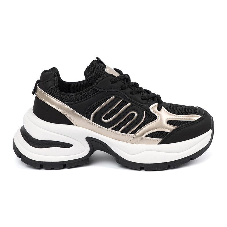 Crne ženske tenisice sa zlatnim umetcima crno