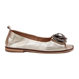 Zazoo Kožne balerine s golim prstima i Zlotys Zlotys Zlotys 1870 zlatni