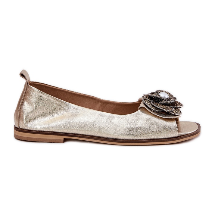 Zazoo Kožne balerine s golim prstima i Zlotys Zlotys Zlotys 1870 zlatna