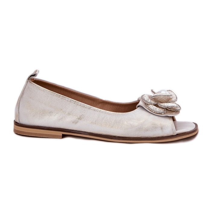Zazoo Kožne balerine s golim prstima i Zloty obrisani zlot zlatna