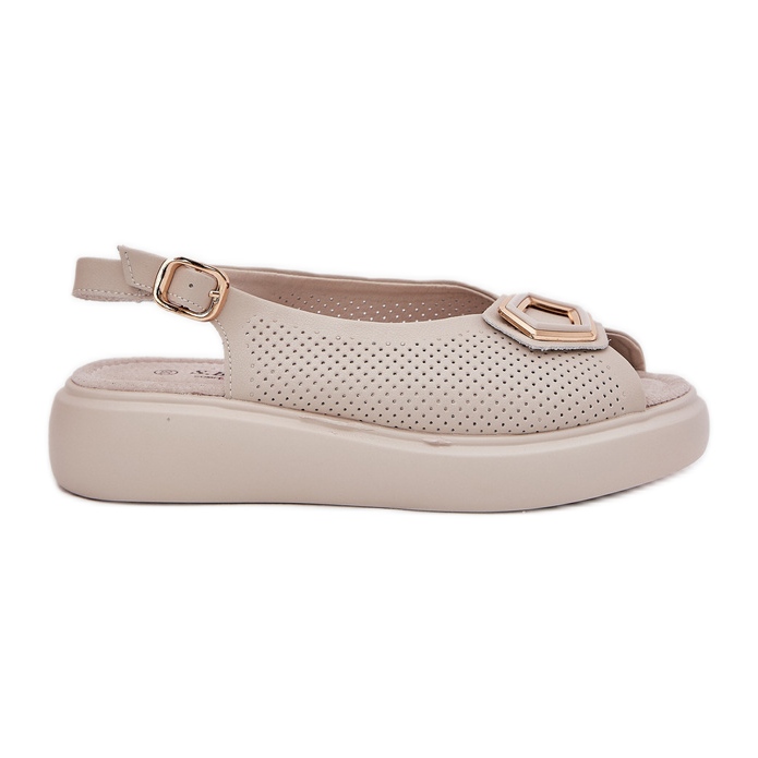 S.Barski Ženske kožne sandale s ukrasom S. Barskog LR51-786 bež