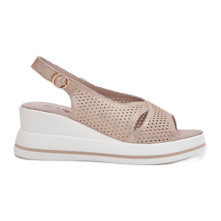 S.Barski Ženske kožne sandale S. Barski LR51-660 Openwork Golden zlatna