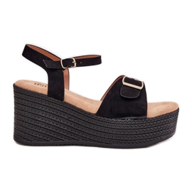 Inna Ženske sandale za klin s crnom kopčom crna