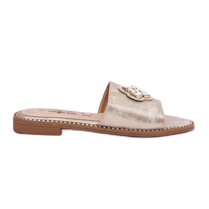 S.Barski Ženski jastuci s ravnim petom s ukrasnim detaljima S. Barski KV51-087 PLN zlatna