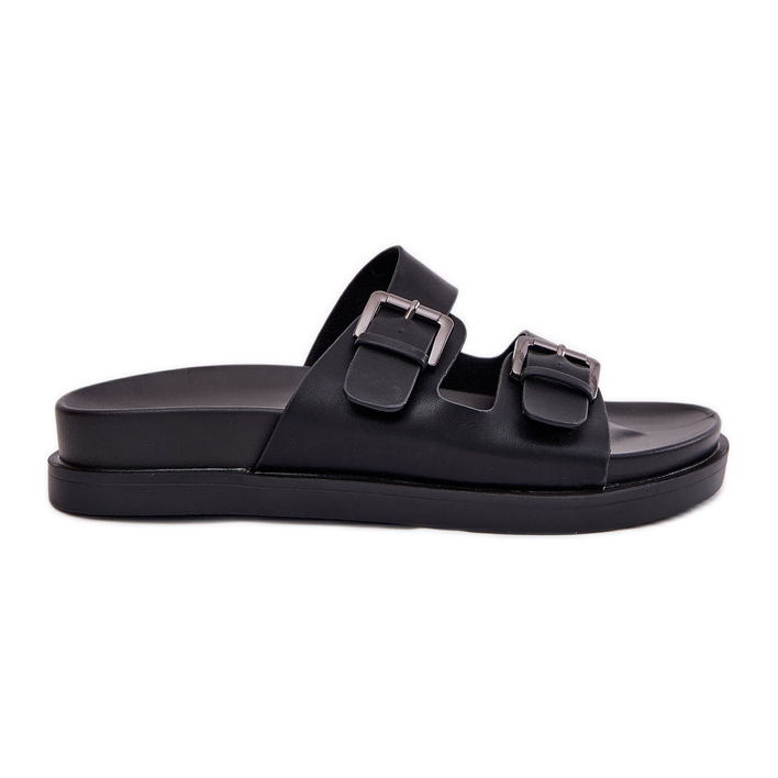 EVento Ženske papuče sa zlatnim kopčama crne kopče crno