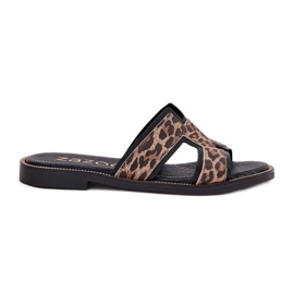 Kožna ravna leopard flip lepp zazoo 40383 crno crna