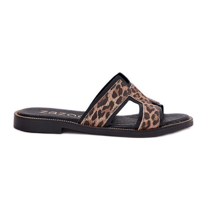 Kožna ravna leopard flip lepp zazoo 40383 crno