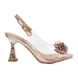 Vinceza Prozirne visoke potpetice s kristalima Vincez PLN 70116 Zlotys zlatni