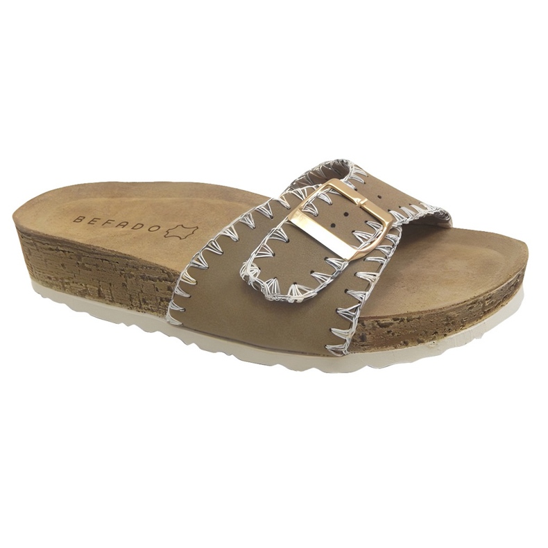 Ženske papuče Befado 158d275 kožni umetak bež