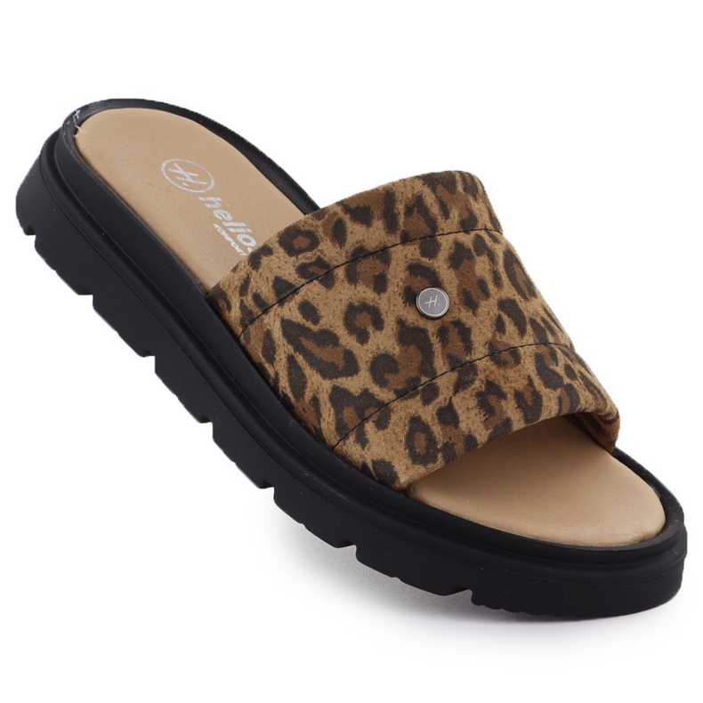 Ženske kožne papuče na platformi s bež heliosom 156.731