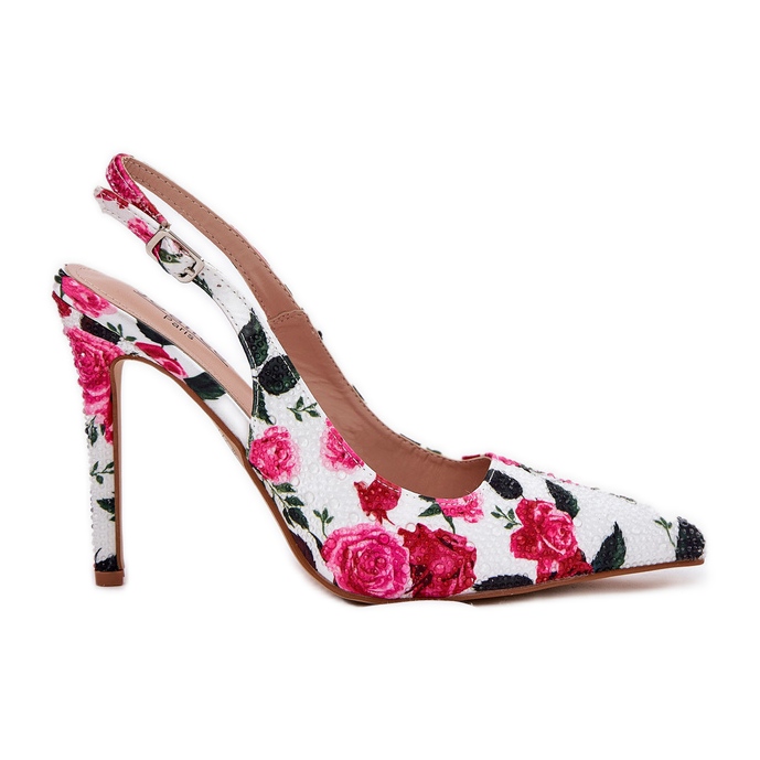 Inna Ukrašene sandale na pin u bijelim ružama bijela