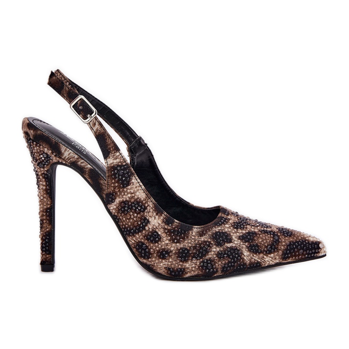 Inna Ukrašene sandale na pin bež i crni leopardov otisak