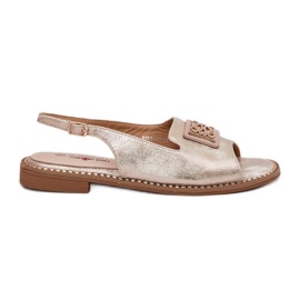 S.Barski Elegantne ženske ravne sandale s ukrasom S. barskih KV51-082 zlata zlatni