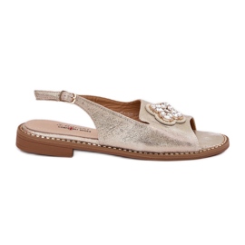 S.Barski Ženske sandale s ravnim petom s ukrasnim detaljima S. Barski KV51-080 PLN zlatni