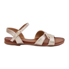 S.Barski Ravne sjajne ženske sandale S. Barski KV51-022 zlato zlatni