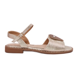 S.Barski Ženske sandale s ravnim petom s ukrasom S. Barski KV51-098 Zloty zlatni