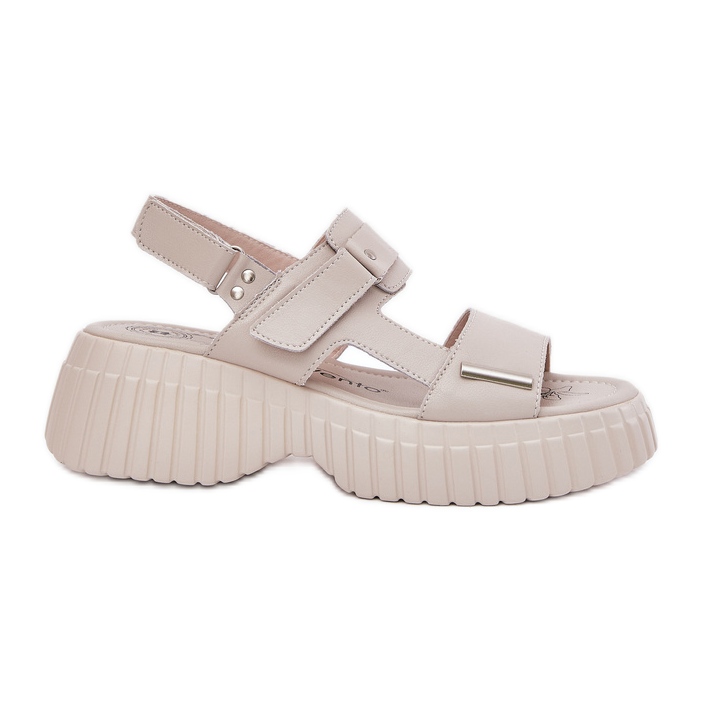 EVento Ženske kožne sandale na platformi bež