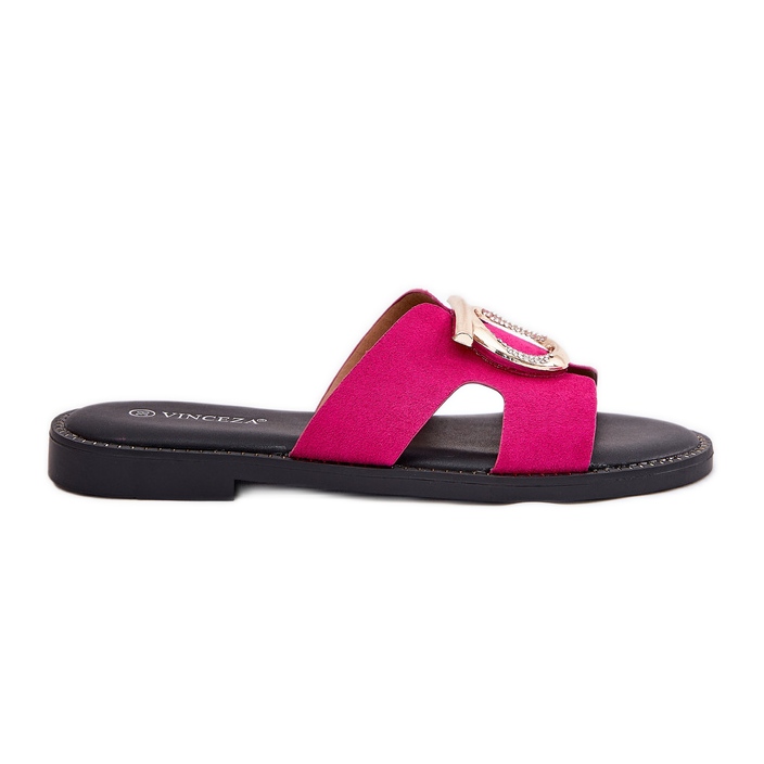 Vinceza Flat -oseled Women Flip Plops s Vincezovim ukrasom 17381 Fuchsia ružičasta