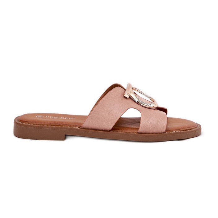 Flat -oseled Women Flip Plops s Vinceza 17381 bež