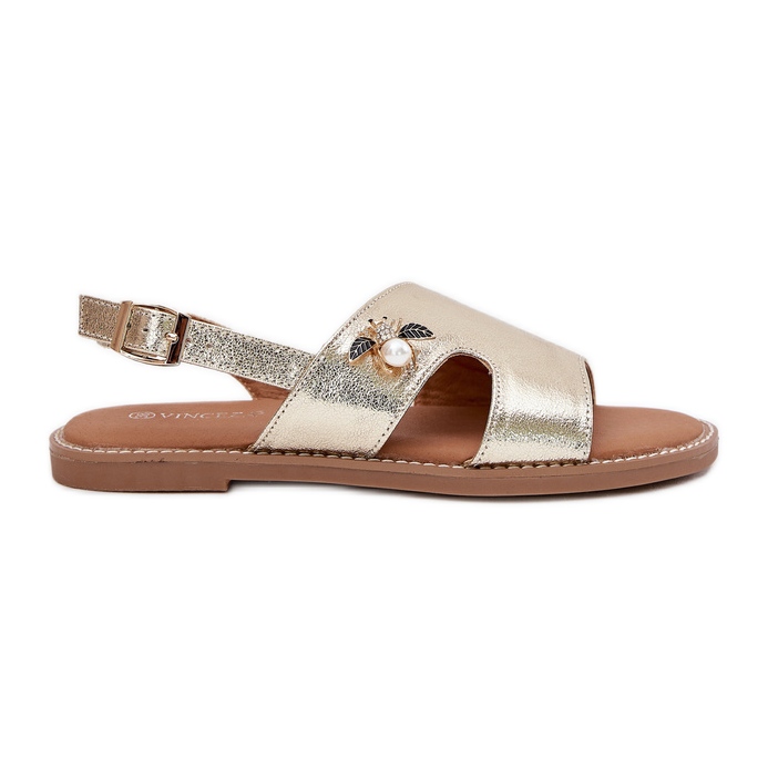 Ravne ženske sandale s ukrasnim Vinceza detalji 17378 Zlotys zlatna