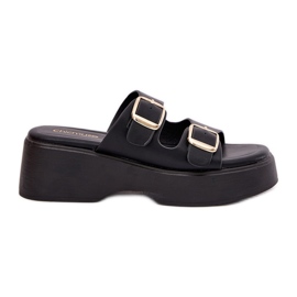 Inna Ženski klip na klinu i platformi s crnim kopčama crna