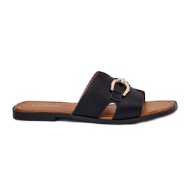 EVento Ravne ženske papuče s ukrasnim detaljima crno crna