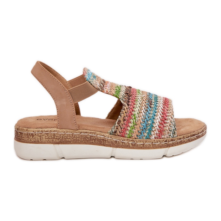 EVento Ženske sandale s višebojnom pletenicom bež