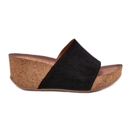 Zazoo 40311 Ženske papuče od antilop na crnim klinovima crna