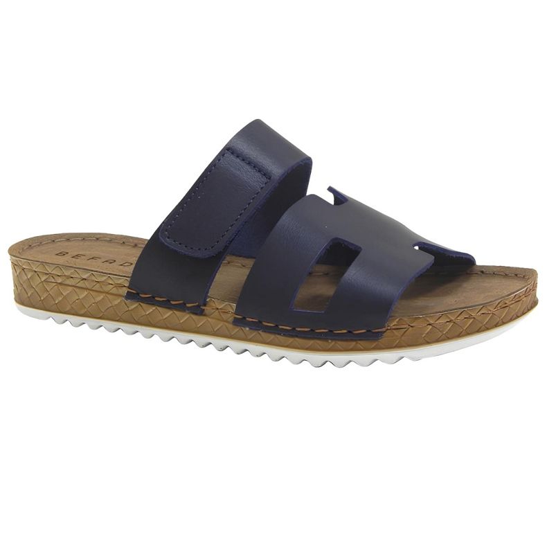 BEFADO Ženske kožne papuče 158d297 mornarsko plava