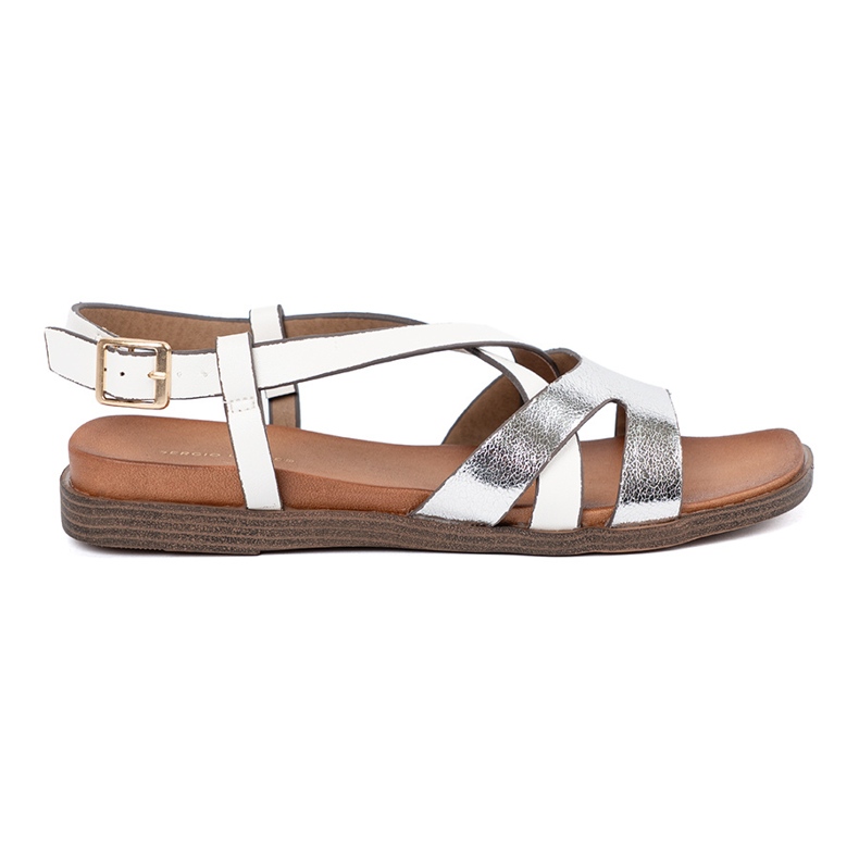 Ravne bijele sandale Sergio Leone bijela