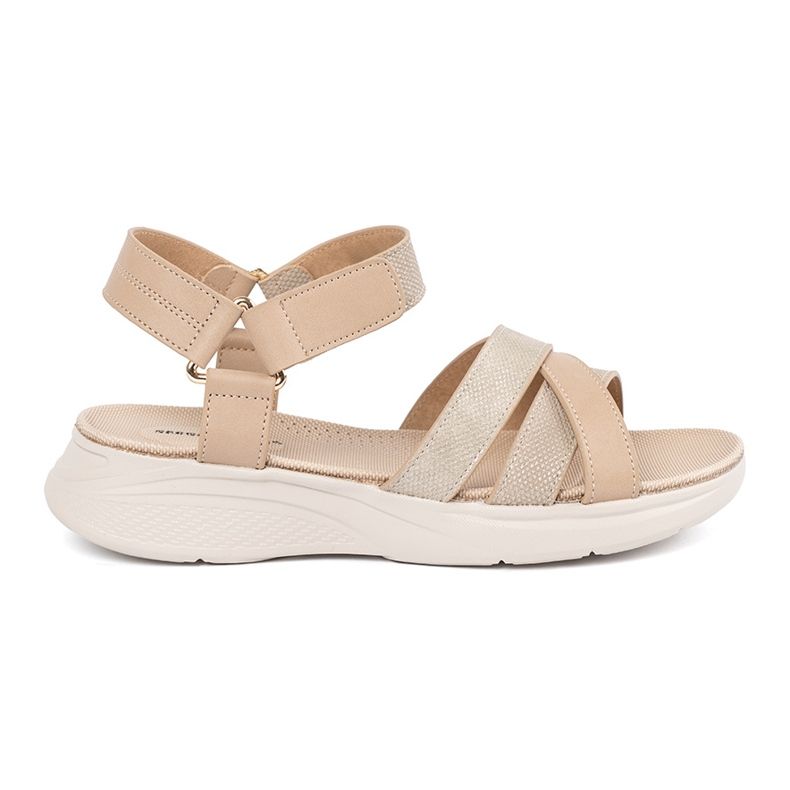 Sergio Leone Lagane bež sandale na bijeloj platformi