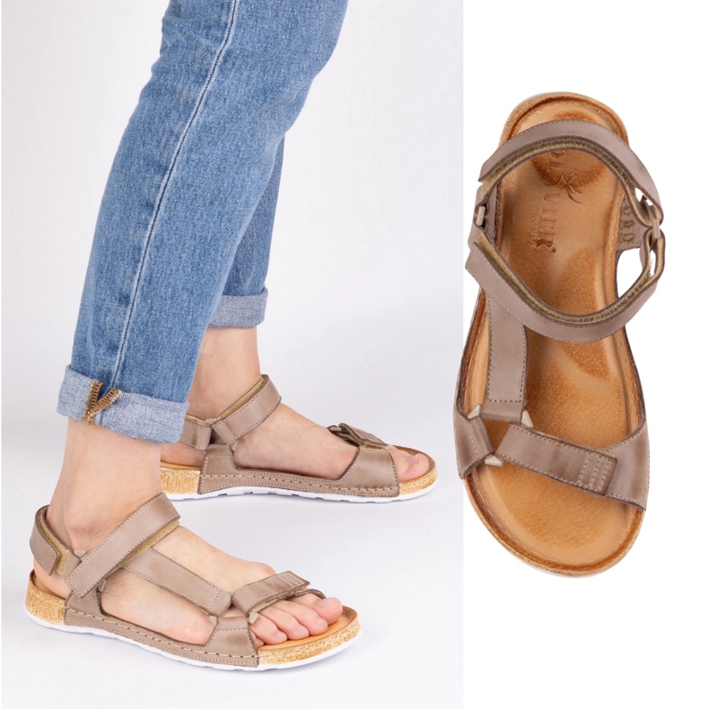 Olivier Ženske sandale bosonoge kože bež