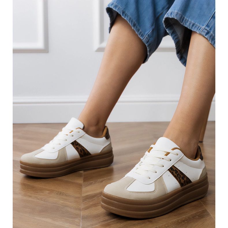 Ženske tenisice leoparda na platformi bijela