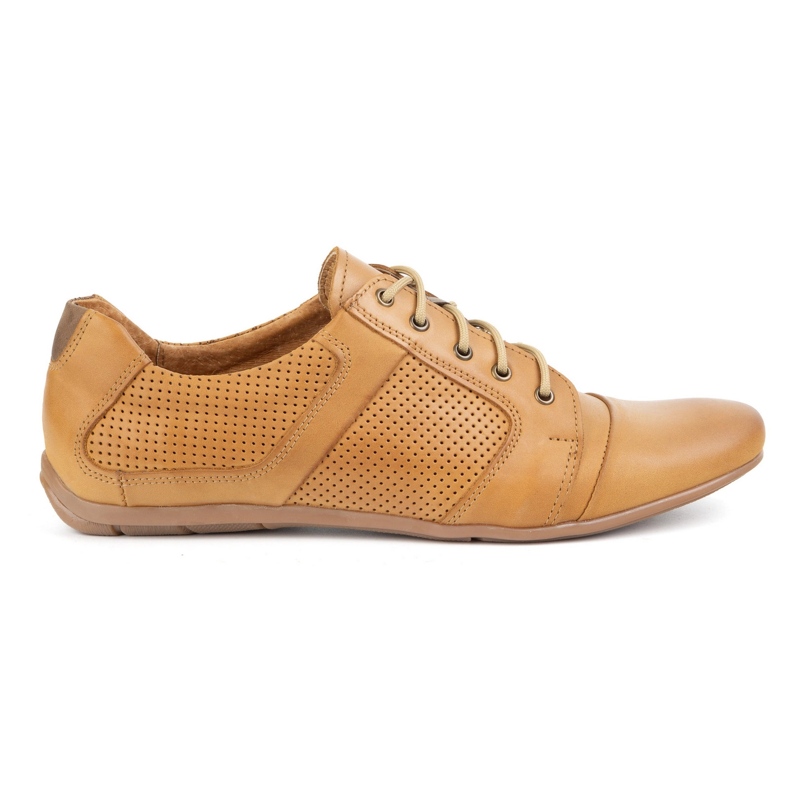 Muške kožne čipke -Up cipele polbut c34p perforirano casual crveno smeđa