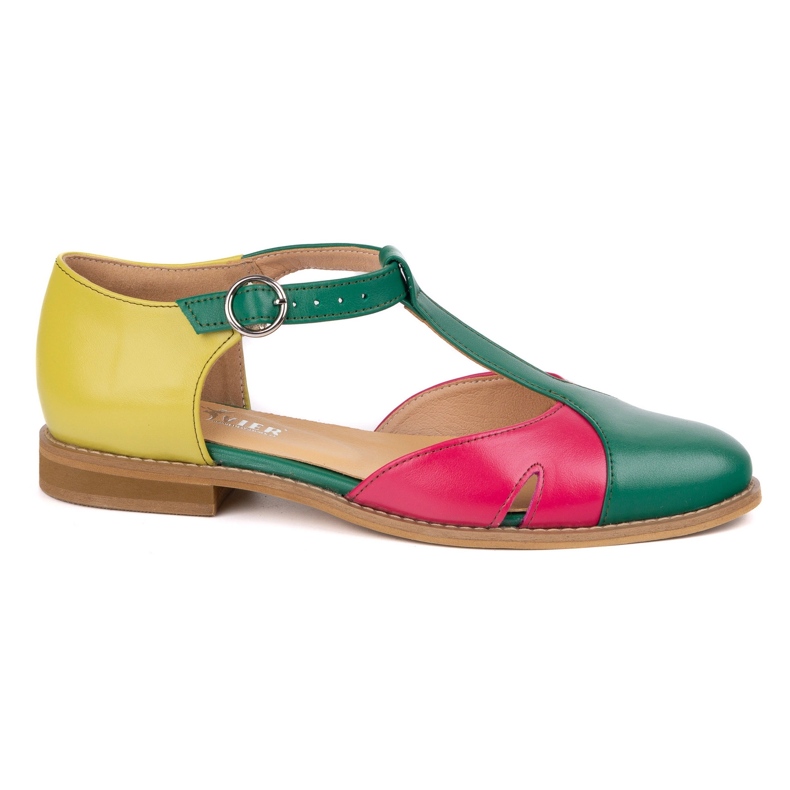Olivier Ženske kožne sandale 4240/35 Ziel/Roz/Zol zelena