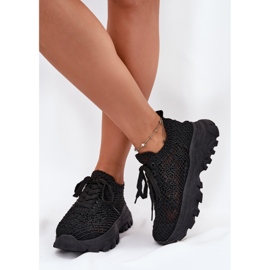 Ženske tenisice s kukičanim crnim gornjim dijelom crna