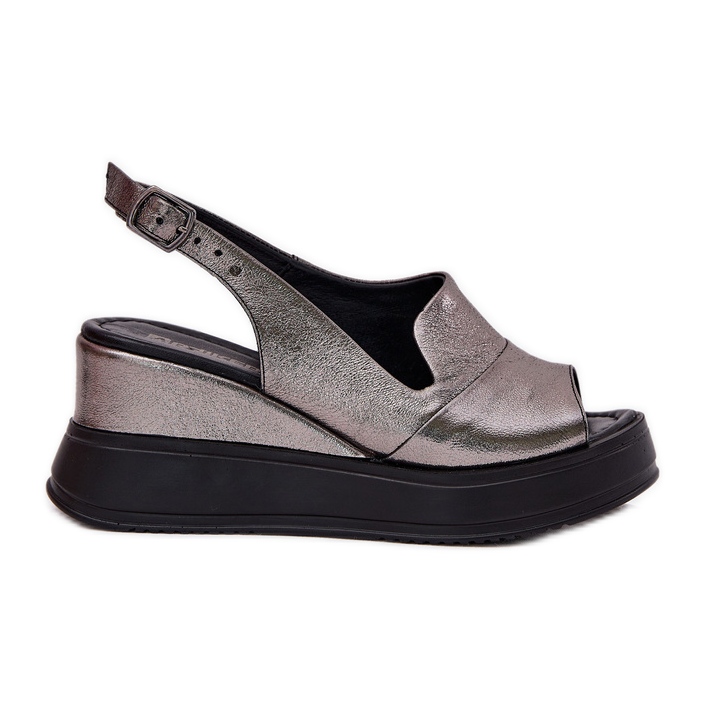Ženske kožne sandale za drevni Artiker 54c0402 grafit srebro